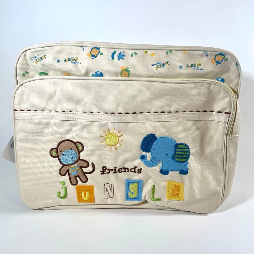 Baby Giggles Cream Baby Bag with Embroidered Front Pocket